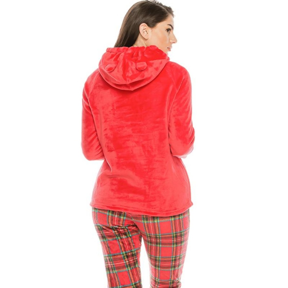 🌸2pc Flannel Pj Set W/ Hoodie - Picture 3 of 3